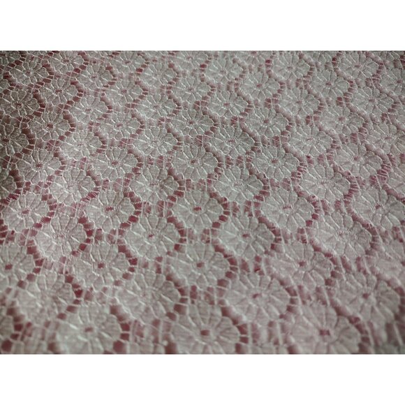 3 Yards Mesh Lace Fabric Soft PINK Single Piece 46" x 110" Flowers ~ New - Picture 4 of 5